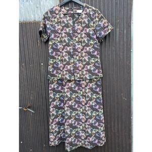 Vintage Y2K Butterfly Dress Size 8 Brown‎ Midi Modest Pastel Christopher & Bank